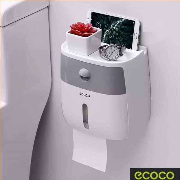Hộp đựng giấy vệ sinh Ecoco 2 tầng dán tường nhà tắm