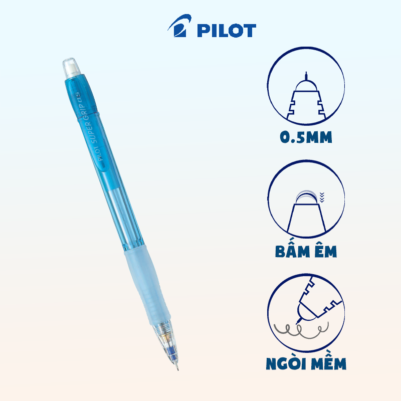 Bút chì bấm Pilot Super Grip Neon H-185 ngòi 0.5mm