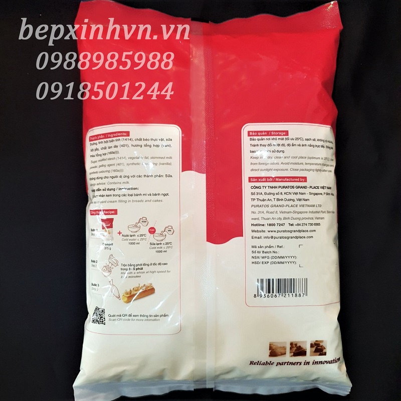 Bột nhân su kem Puratos Cremyvit