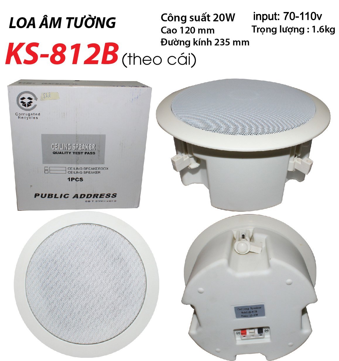 Loa âm tường - âm trần ks-812b