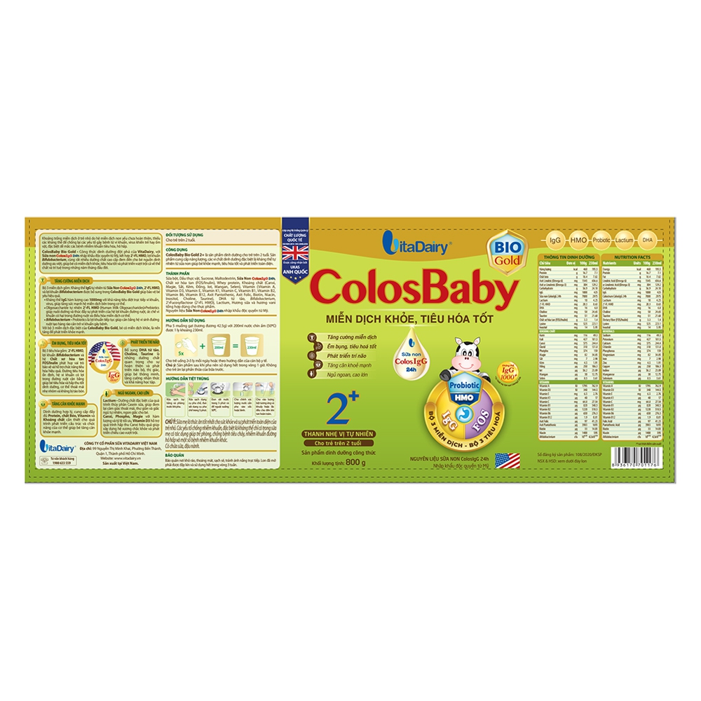 Sữa Colosbaby Bio Gold 2+ 800g (từ 2 tuổi)