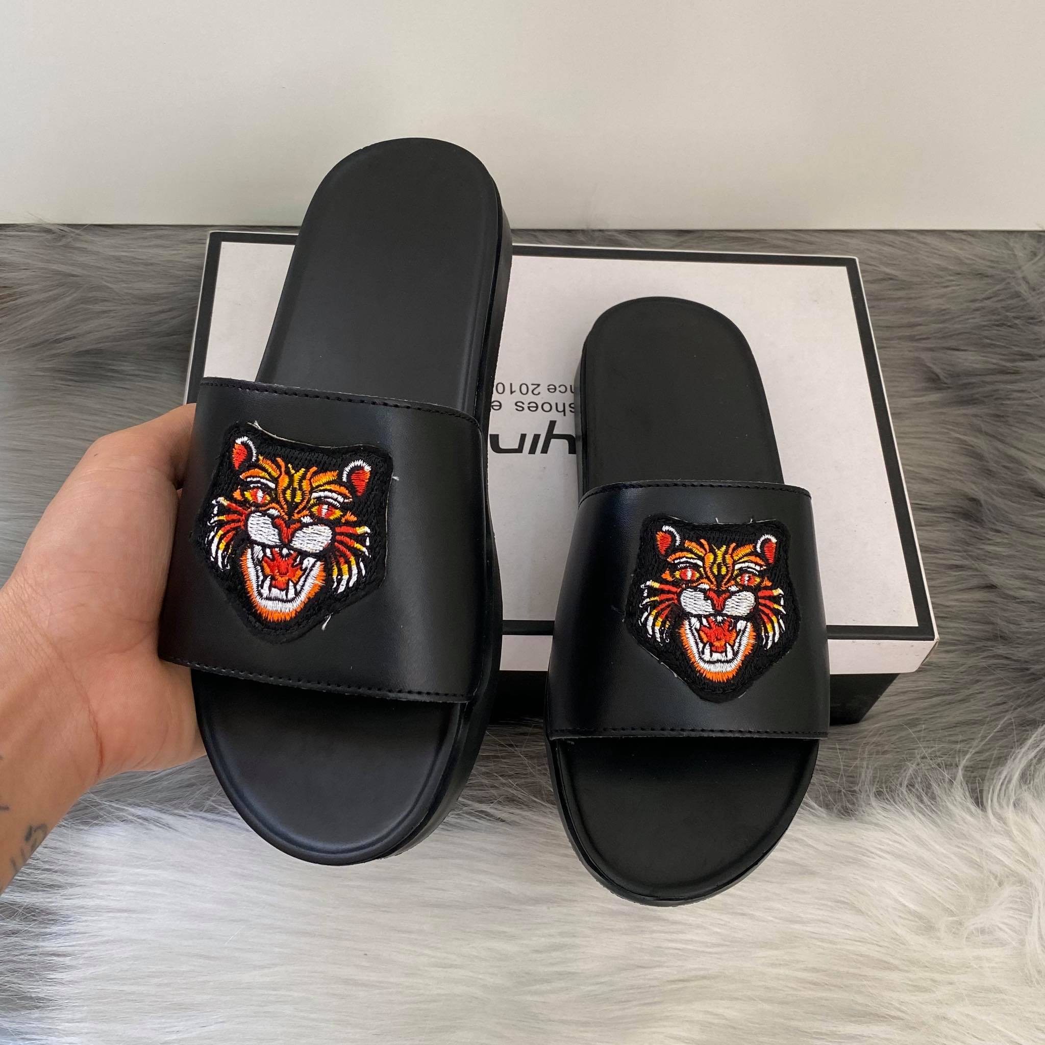 Dép lê da đế hộp hổ mèo nam