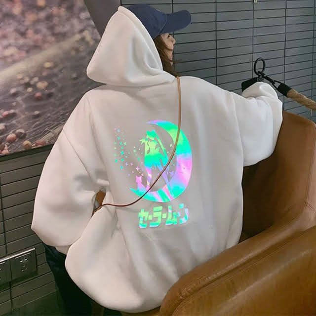 [HCM]Áo hoodie nữ phát sáng thuỷ thủ mặt trăng  áo hoodie form rộng  áo khoác hoodie nam nữ mặc chất thun pe dày mịn chống nắng chống lạnh tốt