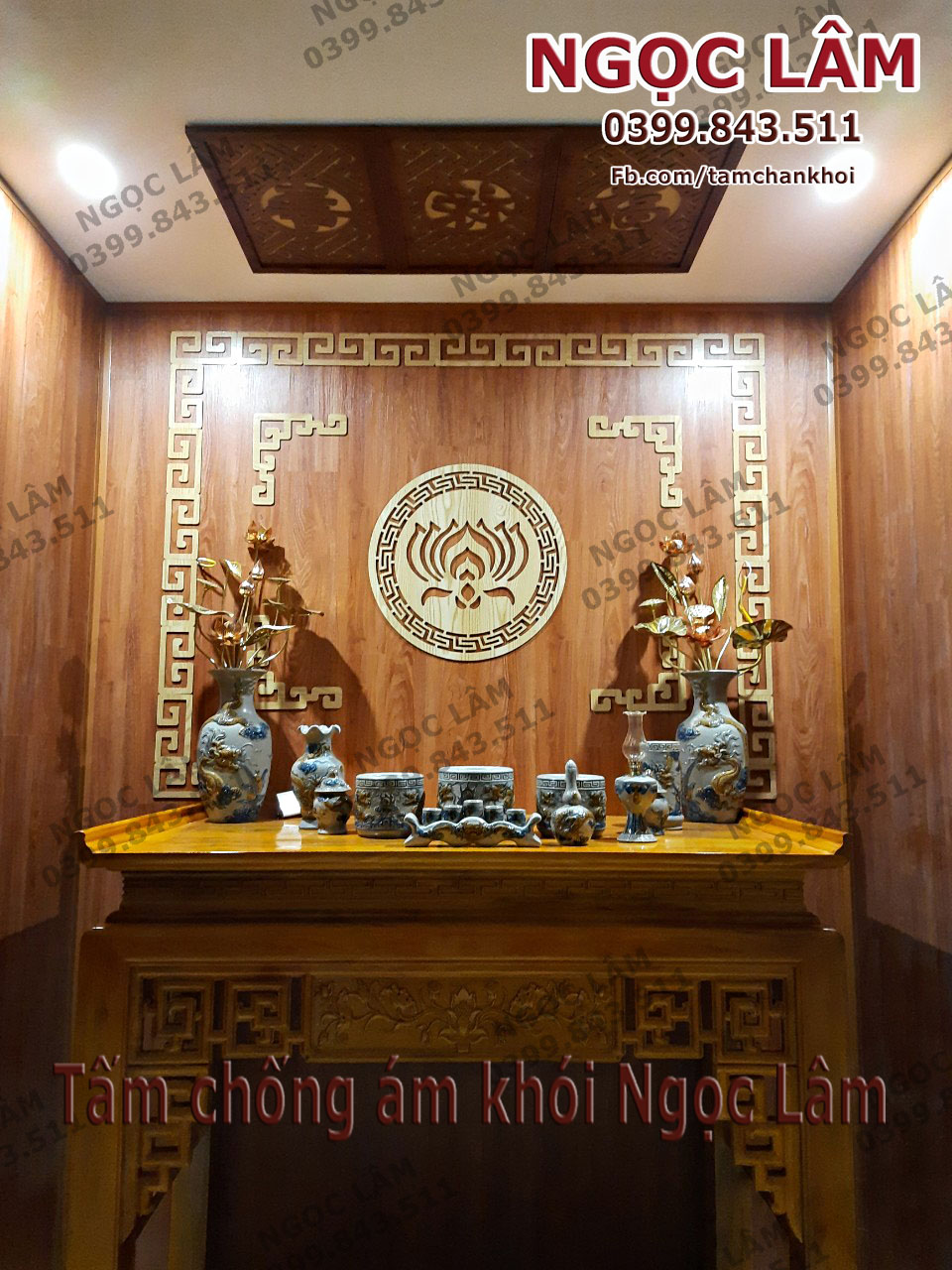 Ốp trang trí ban thờ 41x41cm hoa Sen