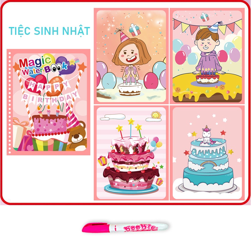 [SỬ DỤNG NHIỀU LẦN] Sách Tô Màu Nước Thần Kì Tự Biến Mất Màu Sau Vài Phút, Sách Dành Cho Bé Tập Tô, Tranh Tô Màu Cho Bé - SOHANEI FAM -Magic Water Book