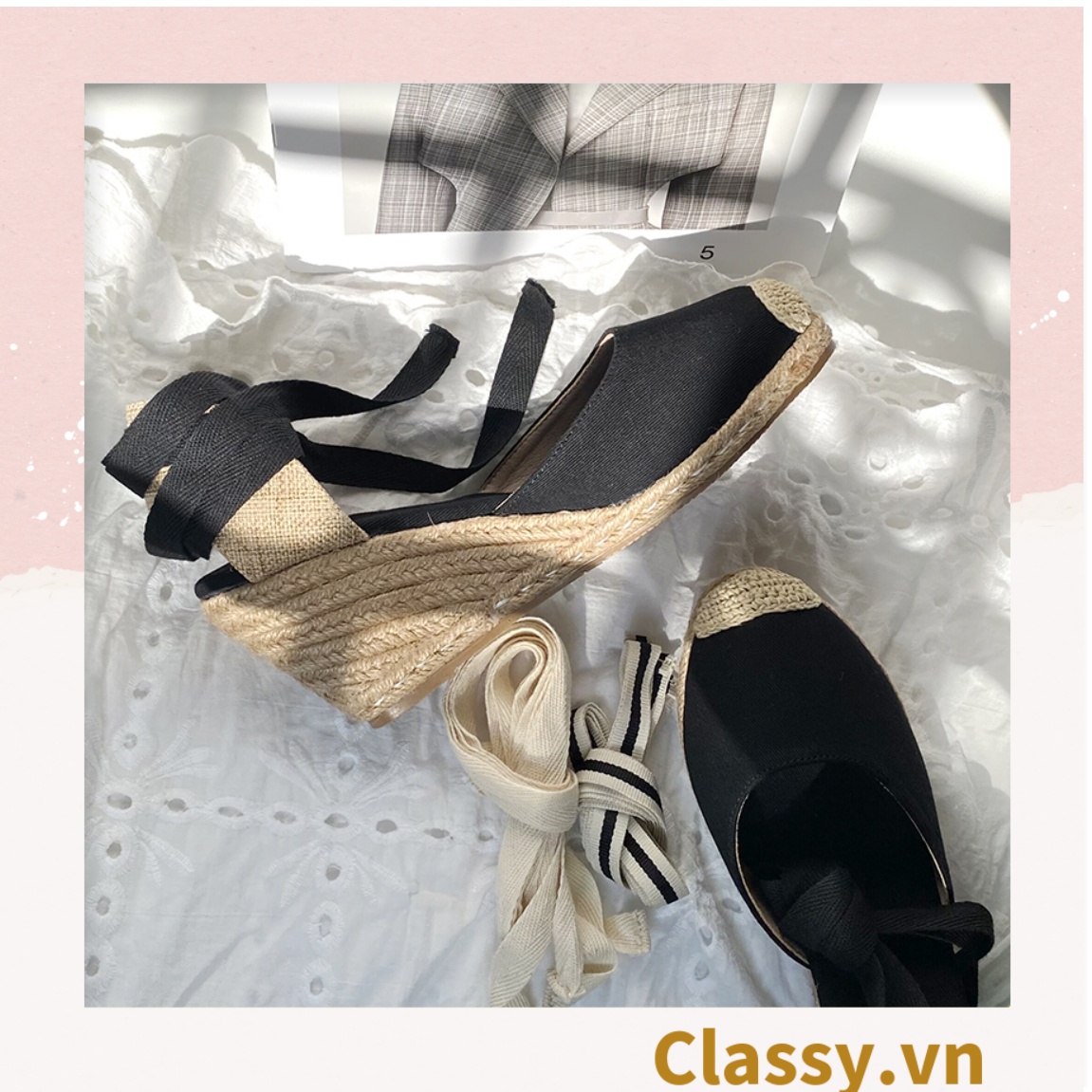 Classy [CÓ SẴN] GIÀY CÓI ĐẾ XUỒNG QUAI GIÀY CỘT NƠ [G421]