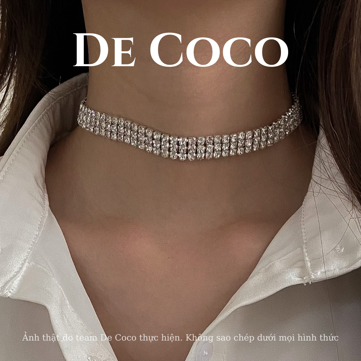 Vòng cổ choker đá 3 hàng De Coco