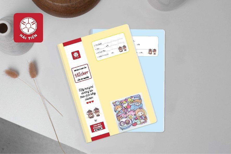 HẢI TIẾN Vở ô ly Sticker (48,80 trang) - 100g/m2 (Giao mẫu ngẫu nhiên - Có tặng kèm Sticker - Lốc 5,3 cuốn)