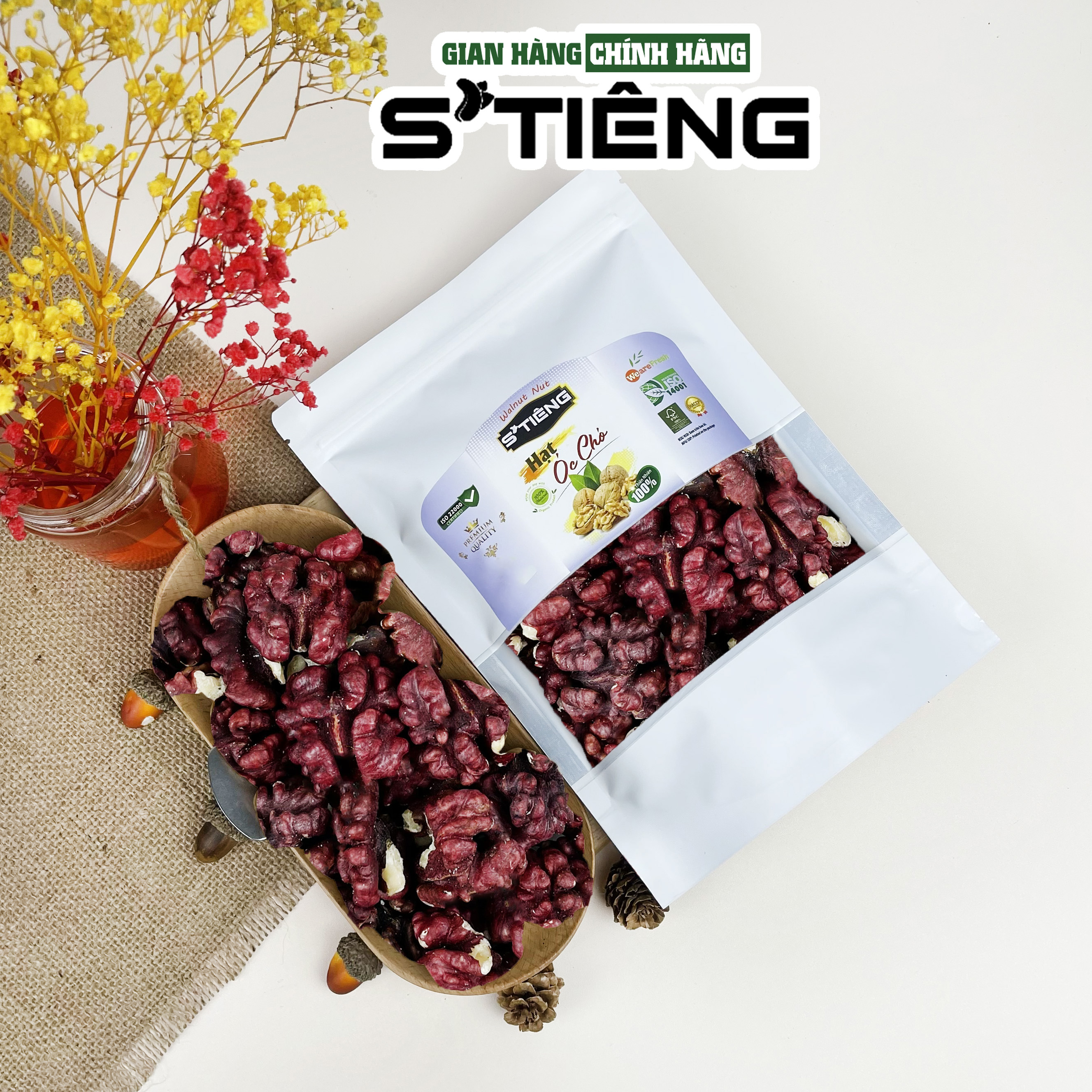 Nhân Hạt Óc Chó Đỏ STIENG Nhập Khẩu Mỹ Sạch Vỏ