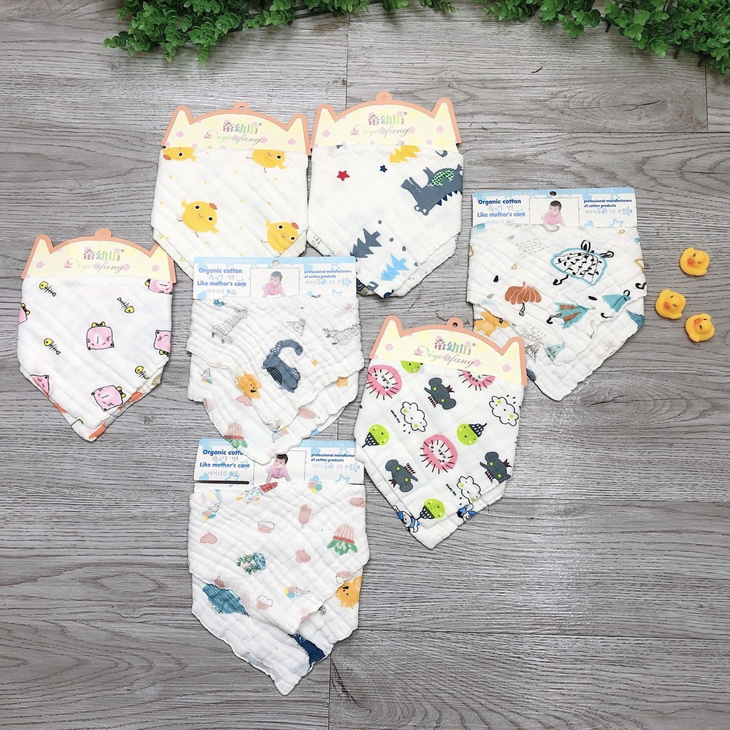 Yếm xô Organic 6 lớp cho bé có cúc bấm