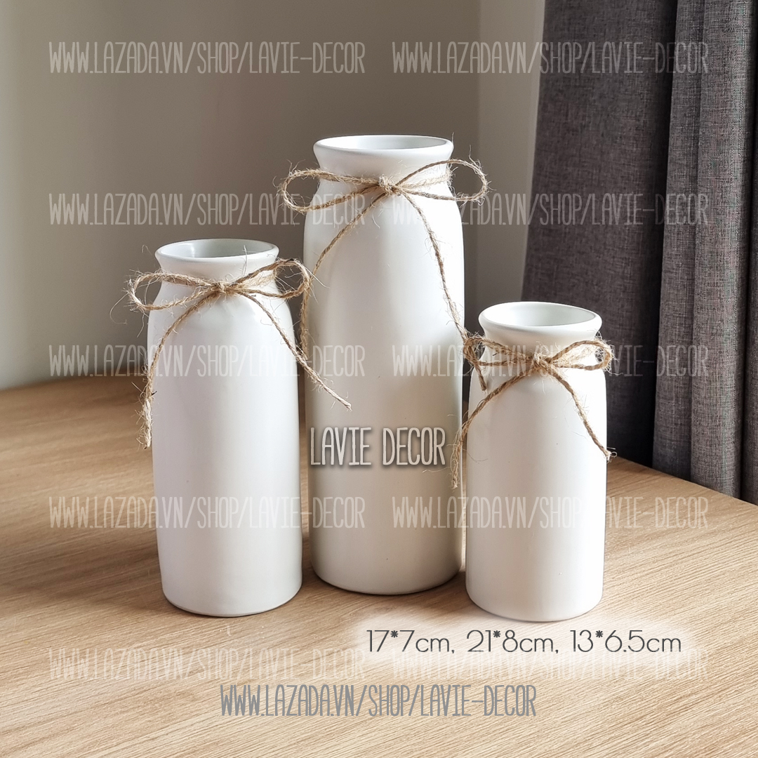 Bộ 3 lọ hoa trang trí gốm sứ Bát Tràng