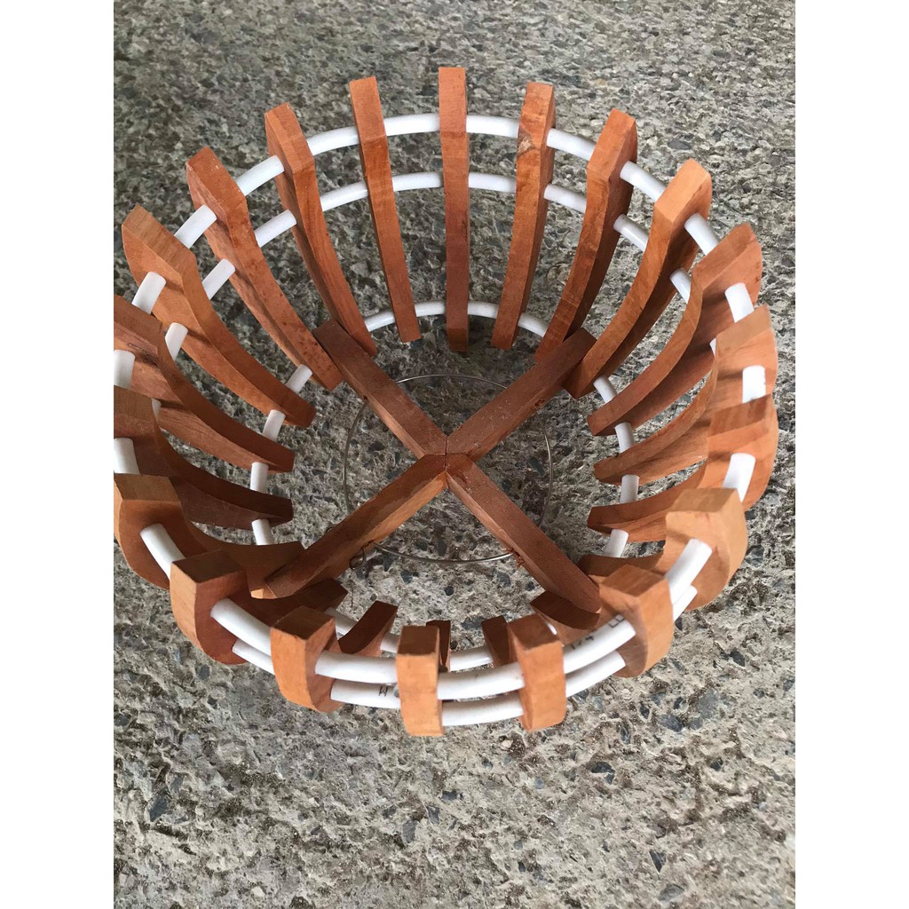 Chậu gỗ trồng lan kiểu Bí Size 20 - tặng lưới lót chậu, móc treo