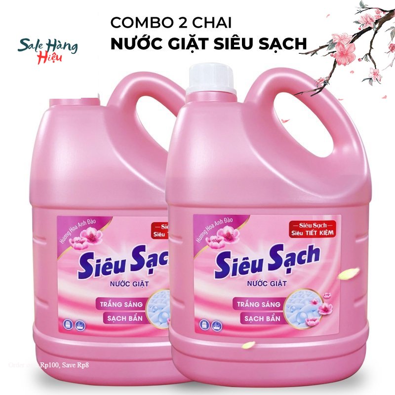 Combo 2 chai nước giặt lix siêu sạch hương hoa anh đào - tẩy sạch vết bẩn cực mạnh