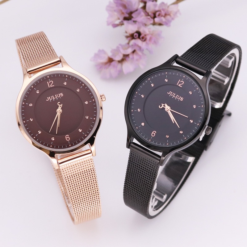 Đồng hồ nữ Julius JA-1060 dây thép lụa mặt siêu mỏng