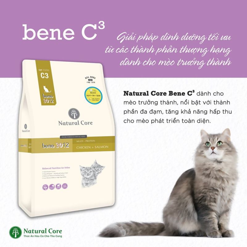 Thức ăn Natural Core C3 Bene 3012 cho mèo thịt gà & cá hồi