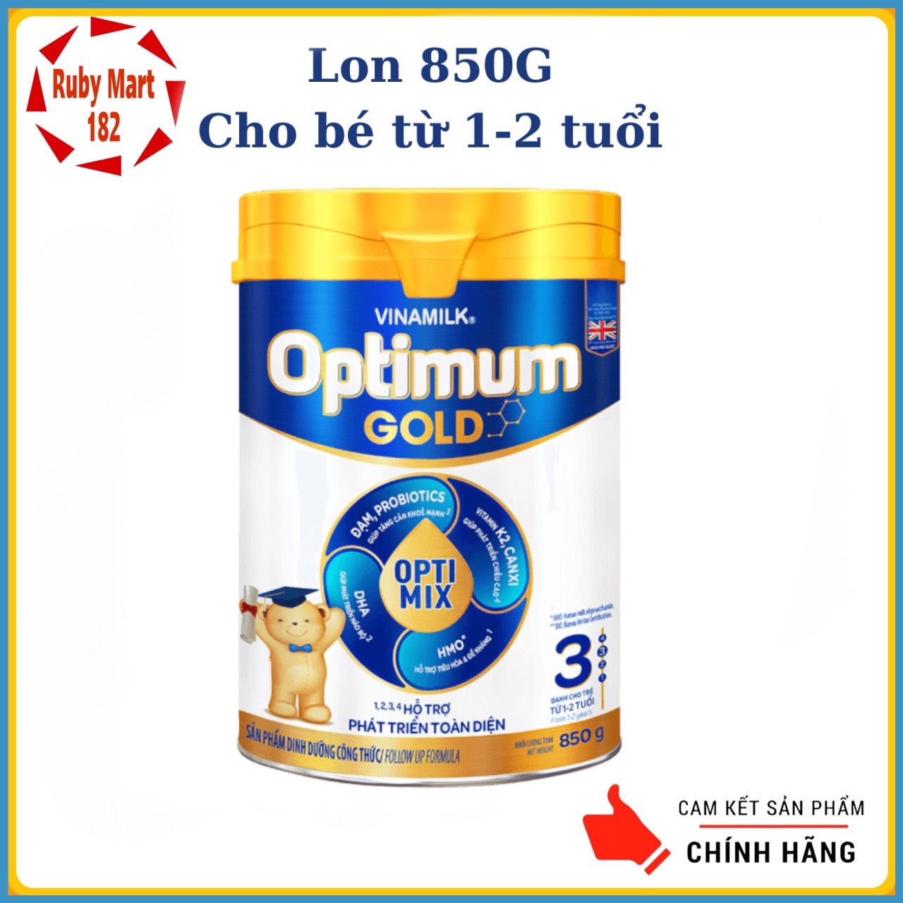 [Date 12.2024] Sữa bột Vinamilk Optimum Gold 3 lon 850g (1 - 2 tuổi)