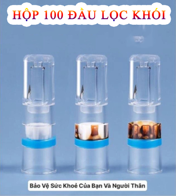 Hộp 100 cái đầu lọc bảo vệ sức khỏe tặng kèm 4 đầu chuyển