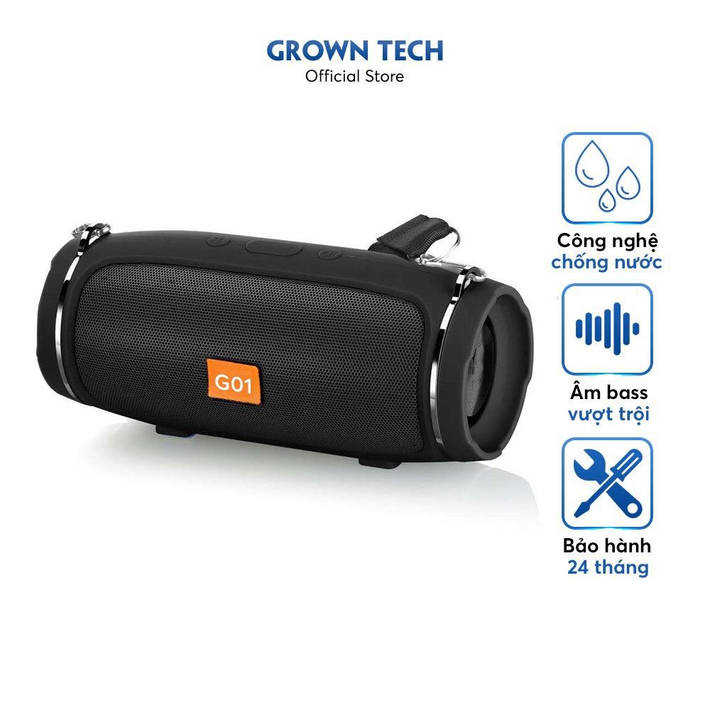Loa bluetooth nghe nhạc mini GrownTech charge 4+ mini bass tốt có dây đeo, cầm Tay Nhỏ Gọn Để Bàn Dùng Được Usb Thẻ Nhớ Cổng 3.5 Charge 4 mini