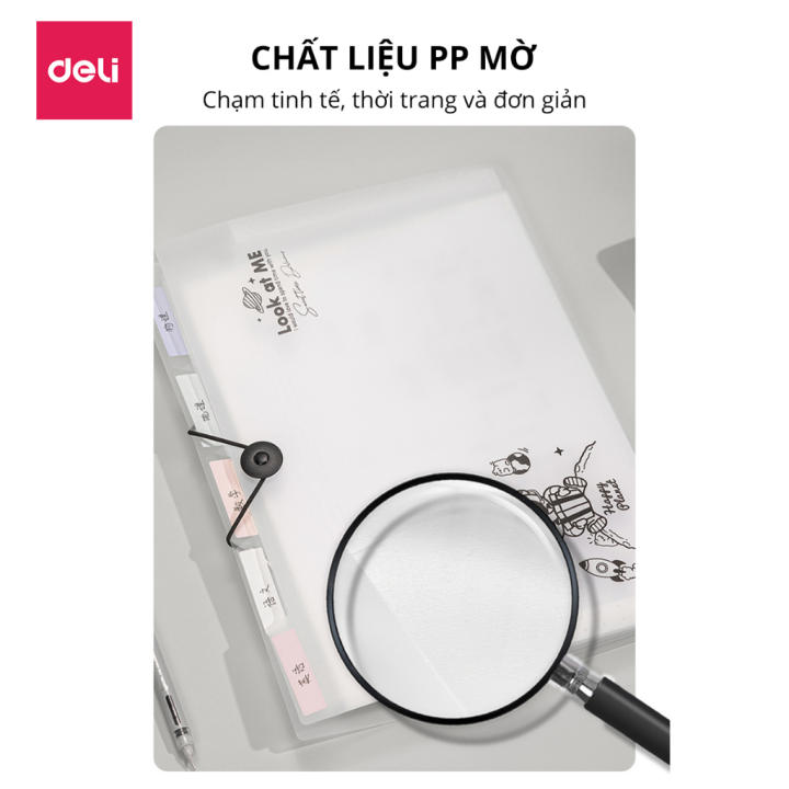 Cặp Túi Đựng Tài Liệu A4 Deli File Đựng Tài Liệu Hồ Sơ 8 Ngăn Túi Hồ Sơ Văn Phòng File Lưu Trữ Đa Năng Trong Suốt Cute PM309 - Hình ảnh 5