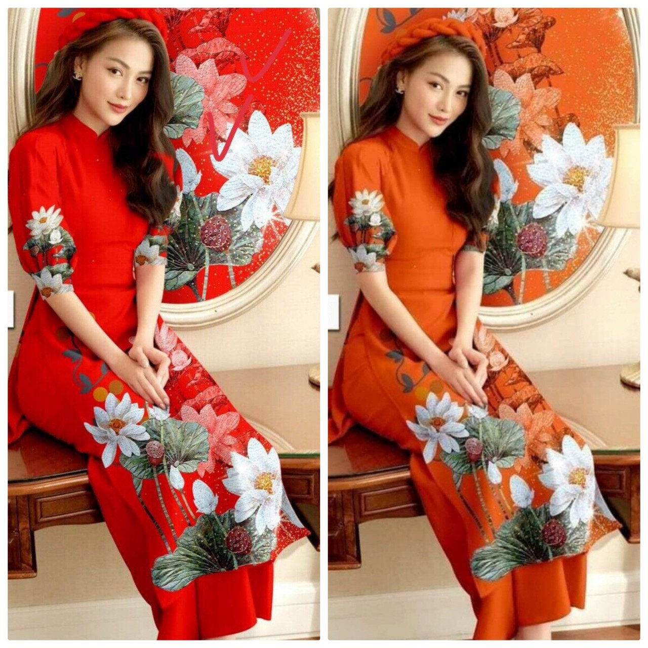 SET BỘ ÁO DÀI CÁCH TÂN HOA SEN NGOCTRANSHOP - NT2078