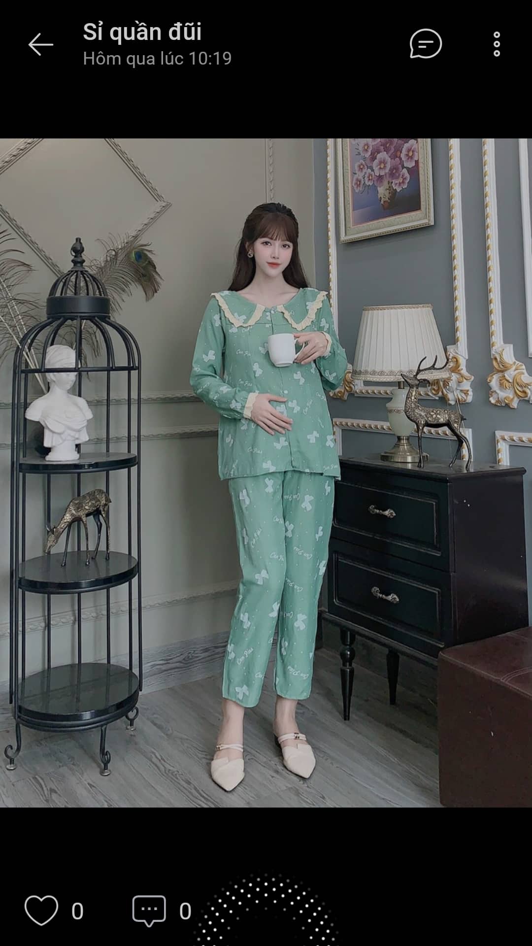 Bộ Đồ Bầu Và Sau Sinh Chất Đũi, Cổ Sen