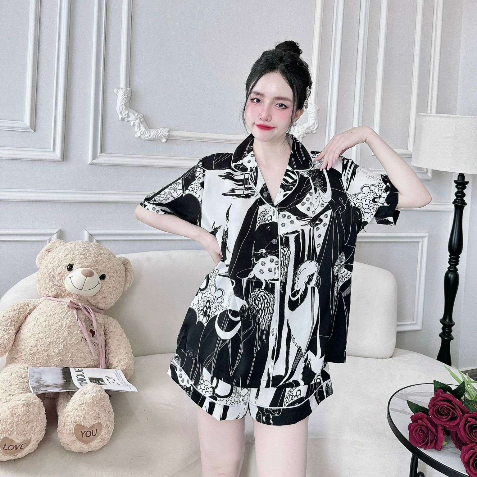 Đồ bộ bigsize đùi đồ mặc nhà cho nữ 50-110kg lụa mango cao cấp mềm mịn