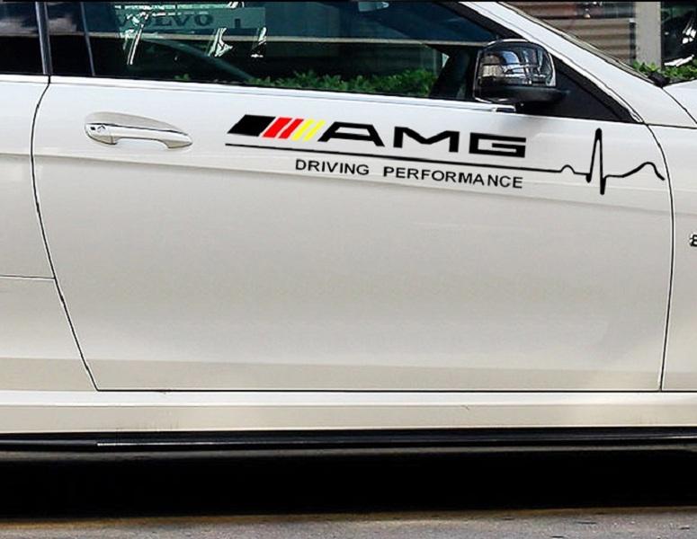 Bộ 2 tem dán cửa xe ô tô phong cách amg 02