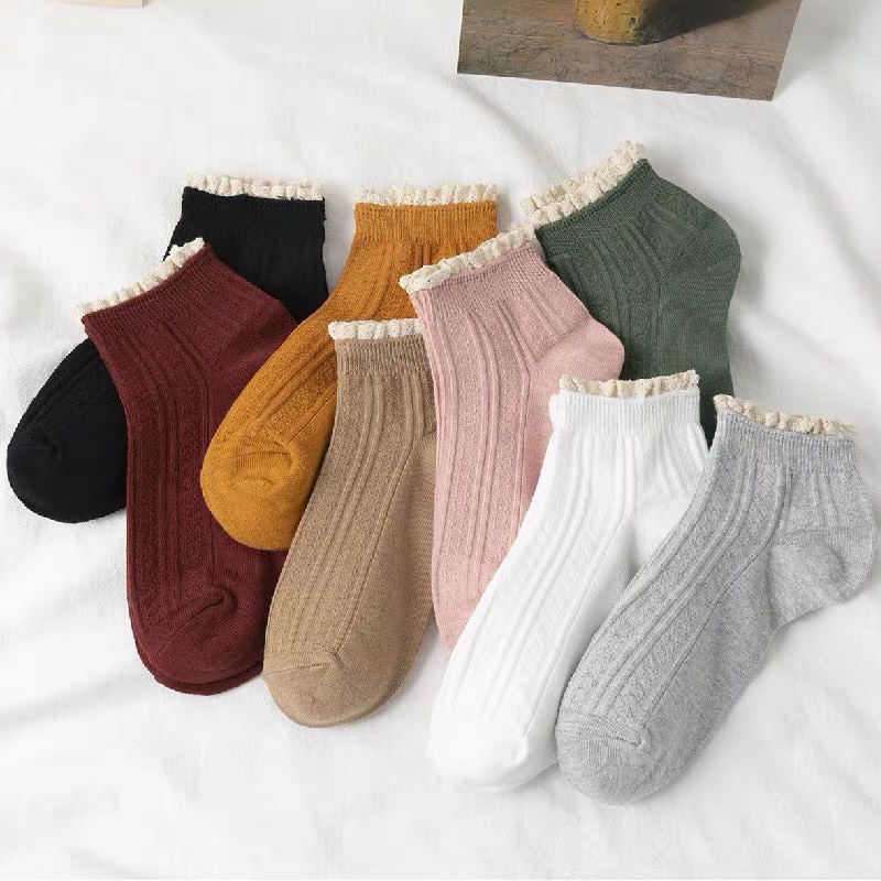 Tất vớ viền ren cổ ngắn nữ