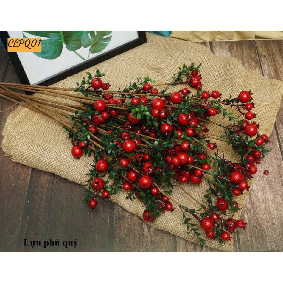 cành lựu phú quý, nhánh lựu giả - hoa lụa cao cấp