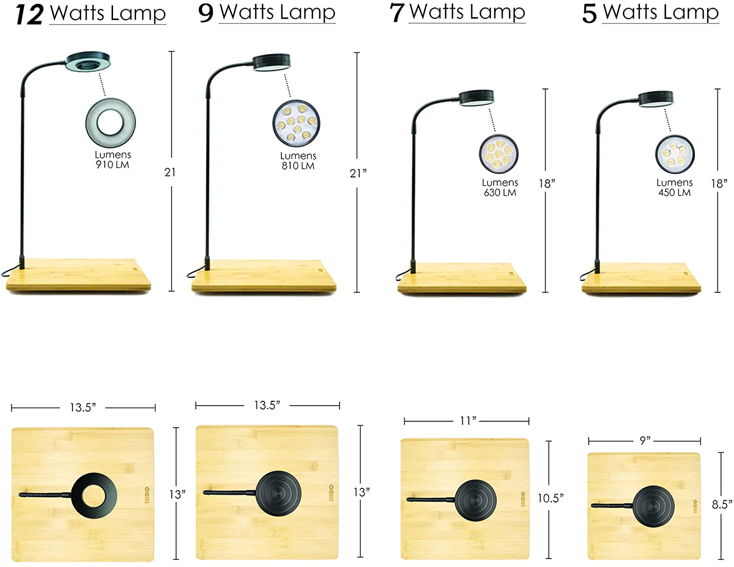 Đèn led rọi đế gỗ cho bể thủy sinh, bể cá để bàn