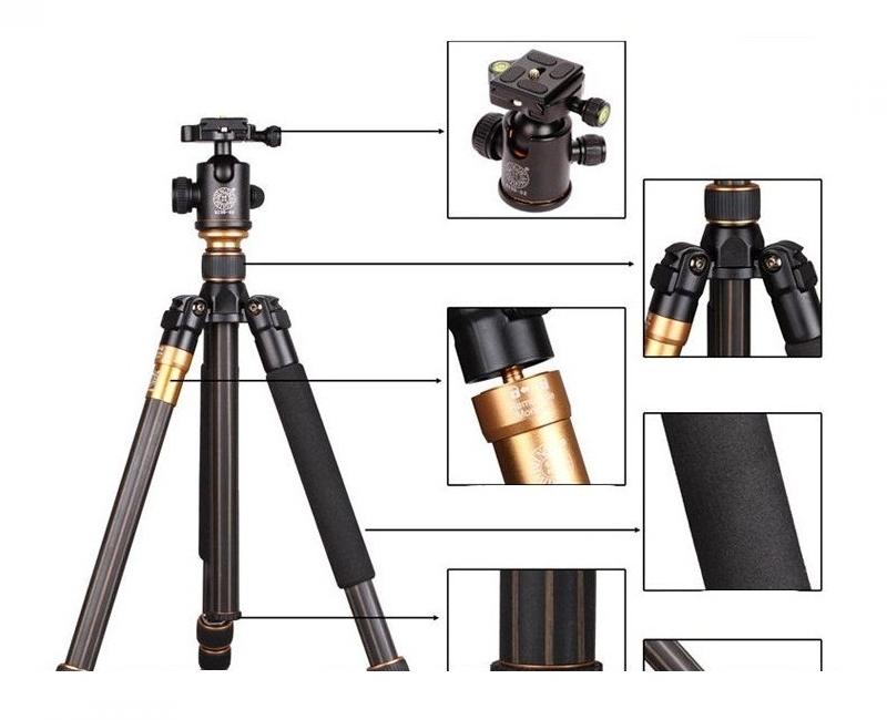 [HCM]Chân máy ảnh Beike Q-999C+ da cừu lau len (Da thật)