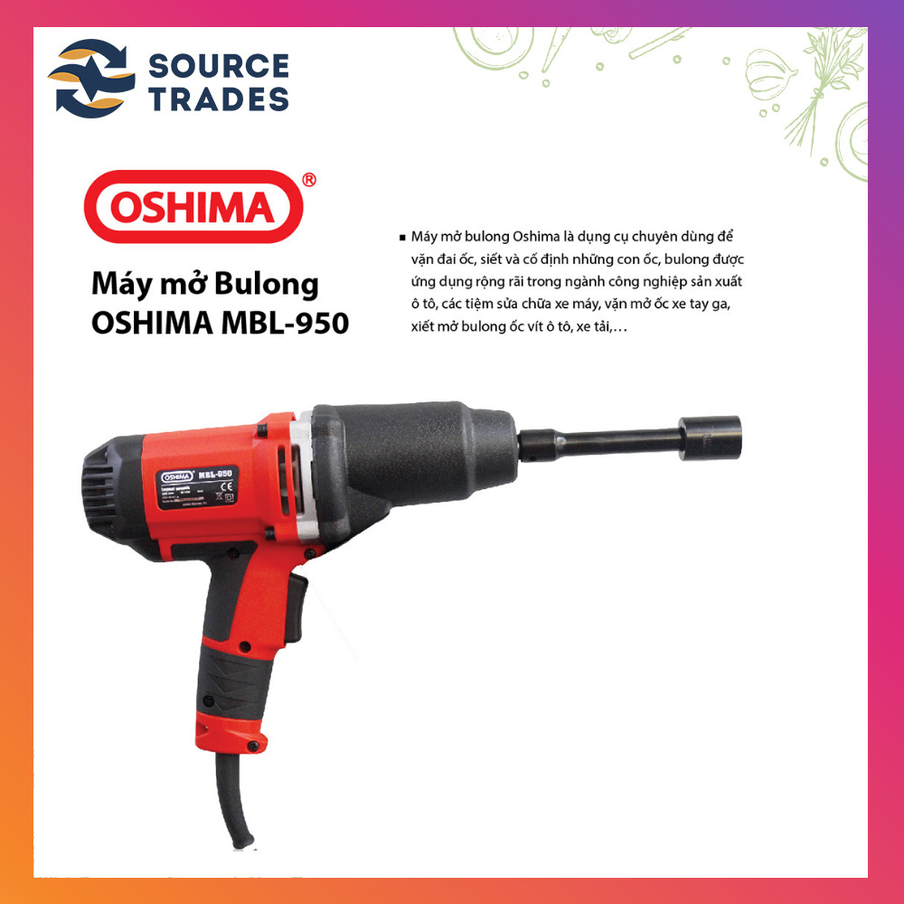 MÁY SIẾT MỞ BULONG CHÍNH HÃNG OSHIMA MBL 950 (đỏ đen)