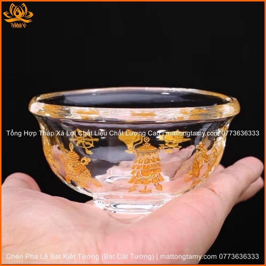 Chén Pha Lê Bát Kiết Tường (Bát Cát Tường) - Chén Cúng Dường