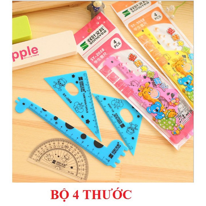 Bộ 4 Chiếc Thước Kẻ Hình Học
