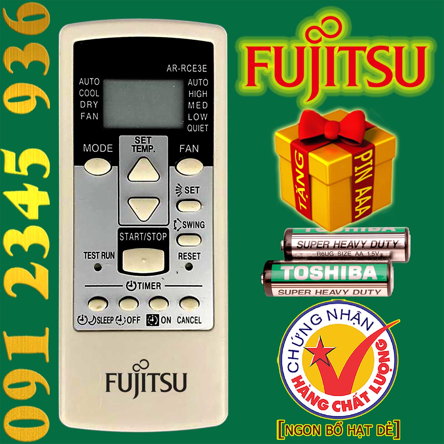 Điều khiển Fujitsu [HÀNG ĐẸP] cho điều hòa 1 CHIỀU. (Mẫu số 8)