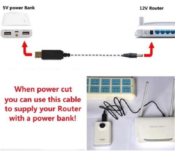 Cáp chuyển đổi usb 5v sang nguồn dc 12v