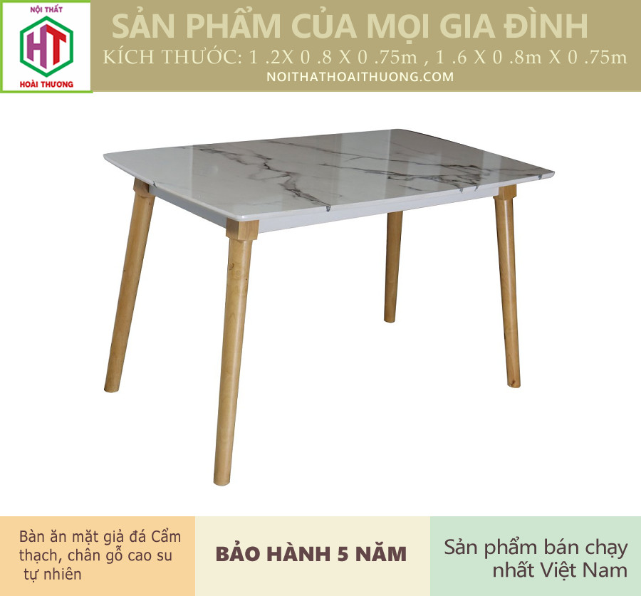 [HCM]Bàn 1.6 M Phòng ăn  HT0516DG MẶT GIẢ ĐÁ CẨM THẠCH