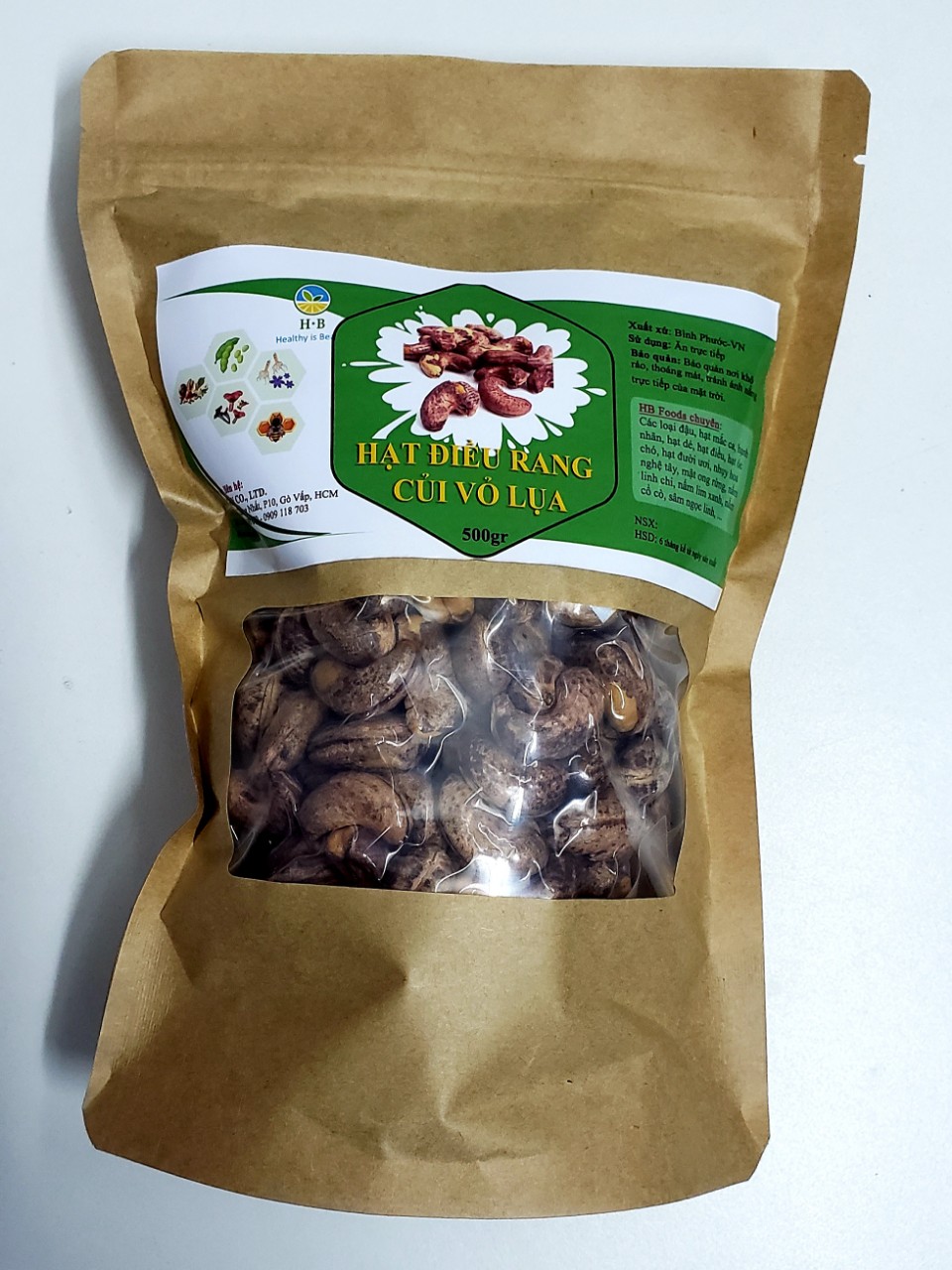 Hạt Điều Rang Muối Vỏ Lụa - Rang Củi Truyền Thống Bình Phước. 500g