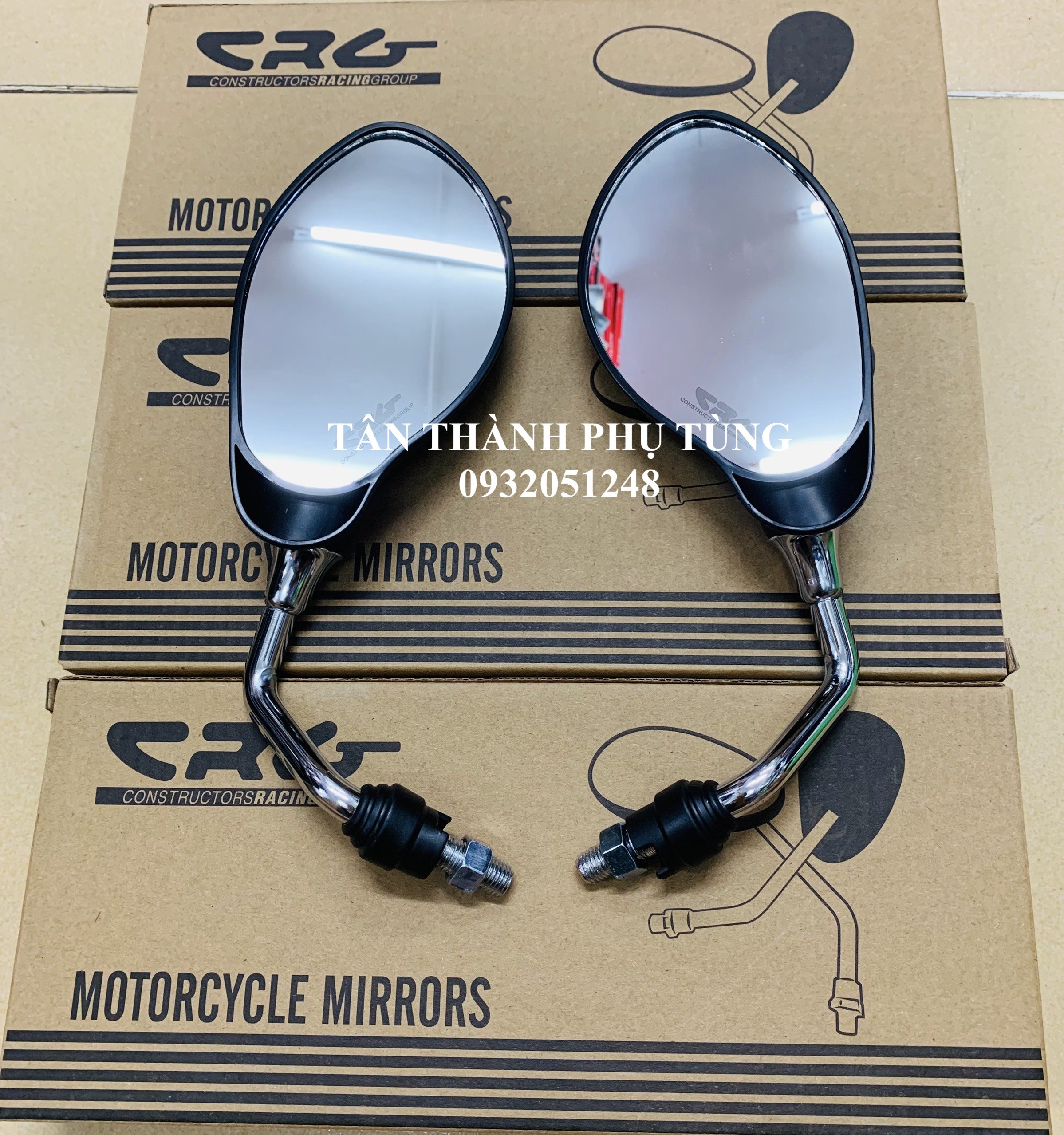 Kính chiếu hậu CRG kiểu Yaz chân Inox (1 Cặp)