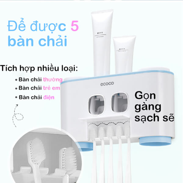Kệ Đồ ECOCO Nhả Kem Và Đựng Bàn Chải Đánh Răng Cao Cấp