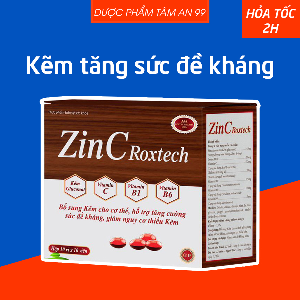 Viên uống ZinC Roxtech bổ sung kẽm, tăng sức đề kháng cho cơ thể