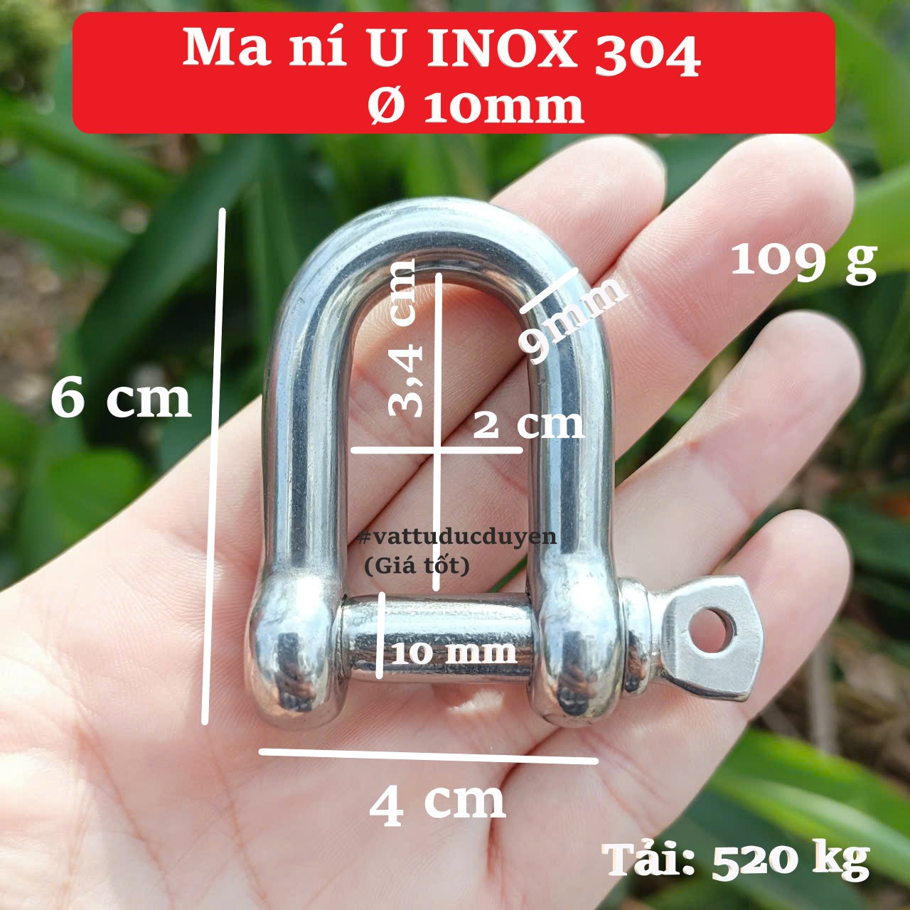 Ma ní U INOX 304 10mm