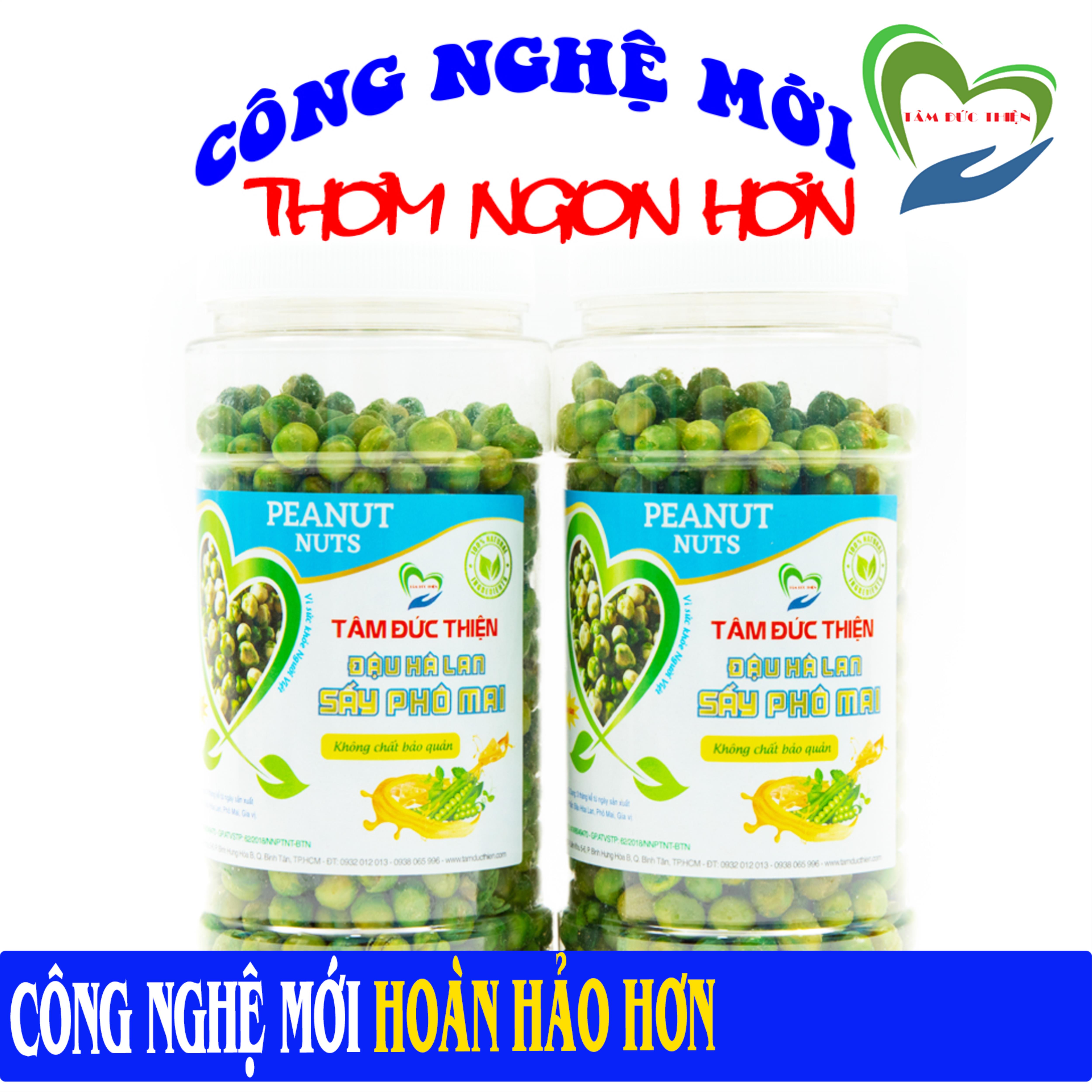 Công Nghệ Mới Thơm Ngon Hơn Combo 2 Hộp Đậu Hà Lan Sấy Phô mai Tâm Đức Thiện Hộp 220GR Thực Phẩm Đóng Gói Đóng Hộp Ăn Liền đồ ăn vặt Thực Phẩm Khô Đậu Hà Lan Muối Đậu Hà Lan Rang Muối bánh kẹo quà Tết