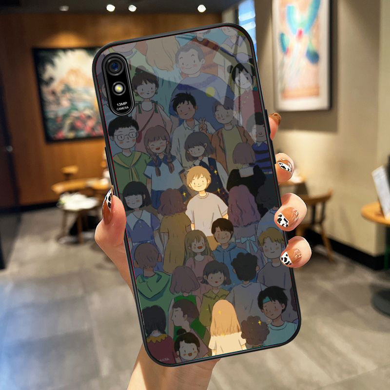 Ốp Lưng XIAOMI REDMI 9A mặt kính cường lực cao cấp, ốp đôi