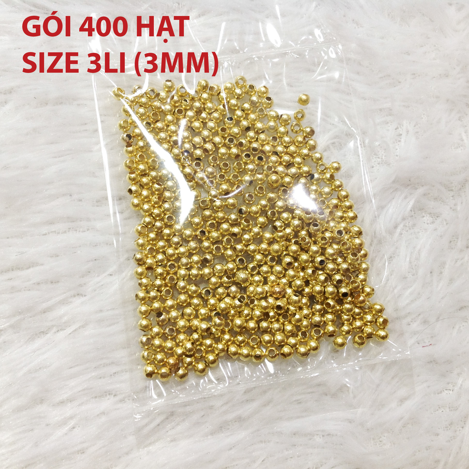 400 hạt cườm nhựa phủ vàng 3li(3mm) dùng làm trang sức đẹp trang trí thủ công