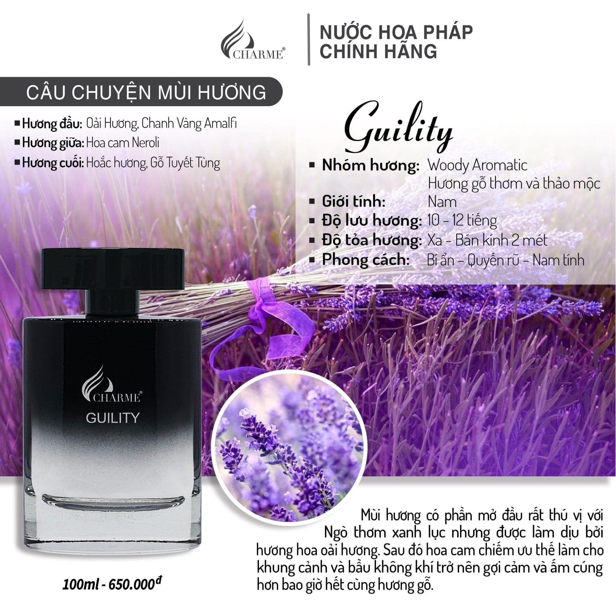 [NƯỚC HOA NAM] GUILITY 10ml Mạnh mẽ, lôi cuốn, đẳng cấp