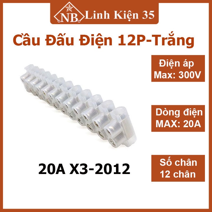 Cầu đấu điện 12 chân x3-2012 20a điện áp max 300v