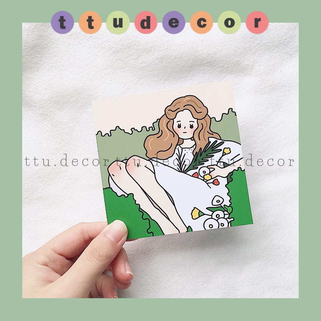 POSTCARD cô gái set 9 tấm decor trang trí - ttu.decor