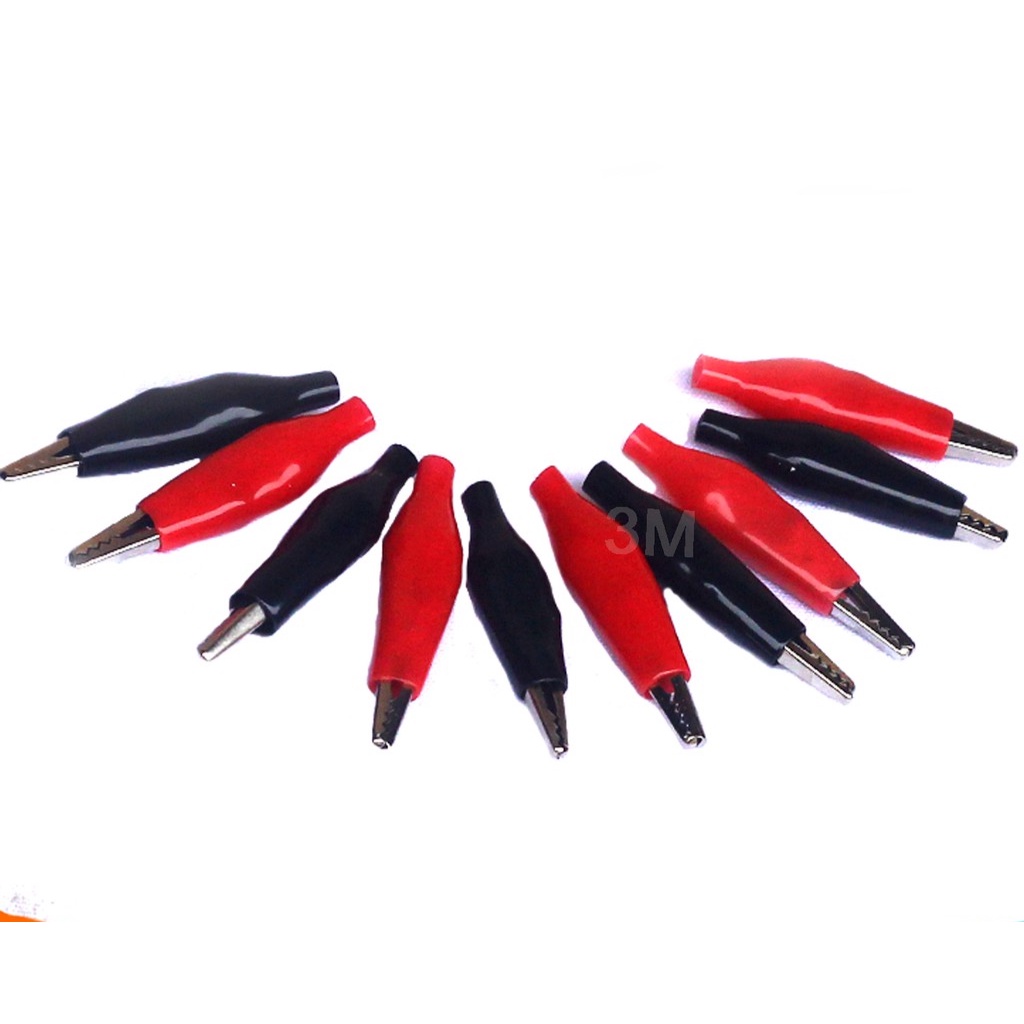 Bộ 10 Kẹp Cá Sấu Bền Chắc 3.5 CM (5 Đỏ- 5 Đen)