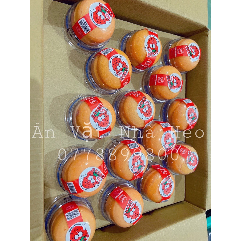 [Hoàn tiền 10%] Bánh lông lan nhân kem macaron dâu ( 10 cái )
